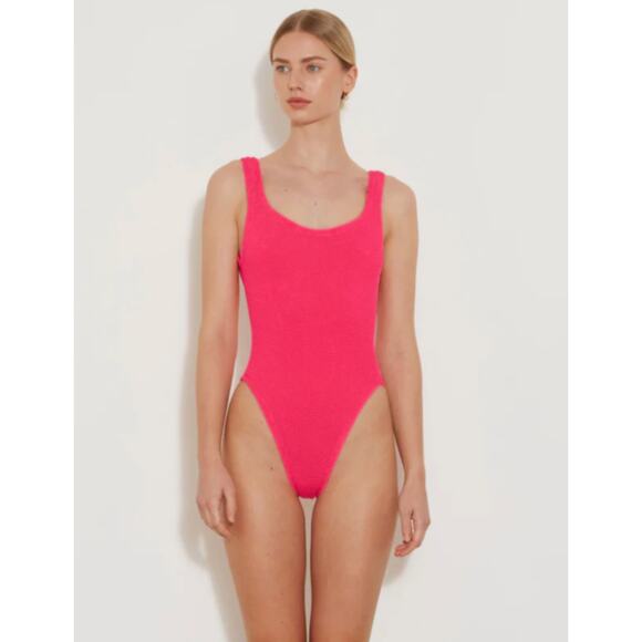 Hunza G Other - Hunza G Swimsuit One Size Square Neck Hot Pink Stretchy Beach Pool Cruise Chic